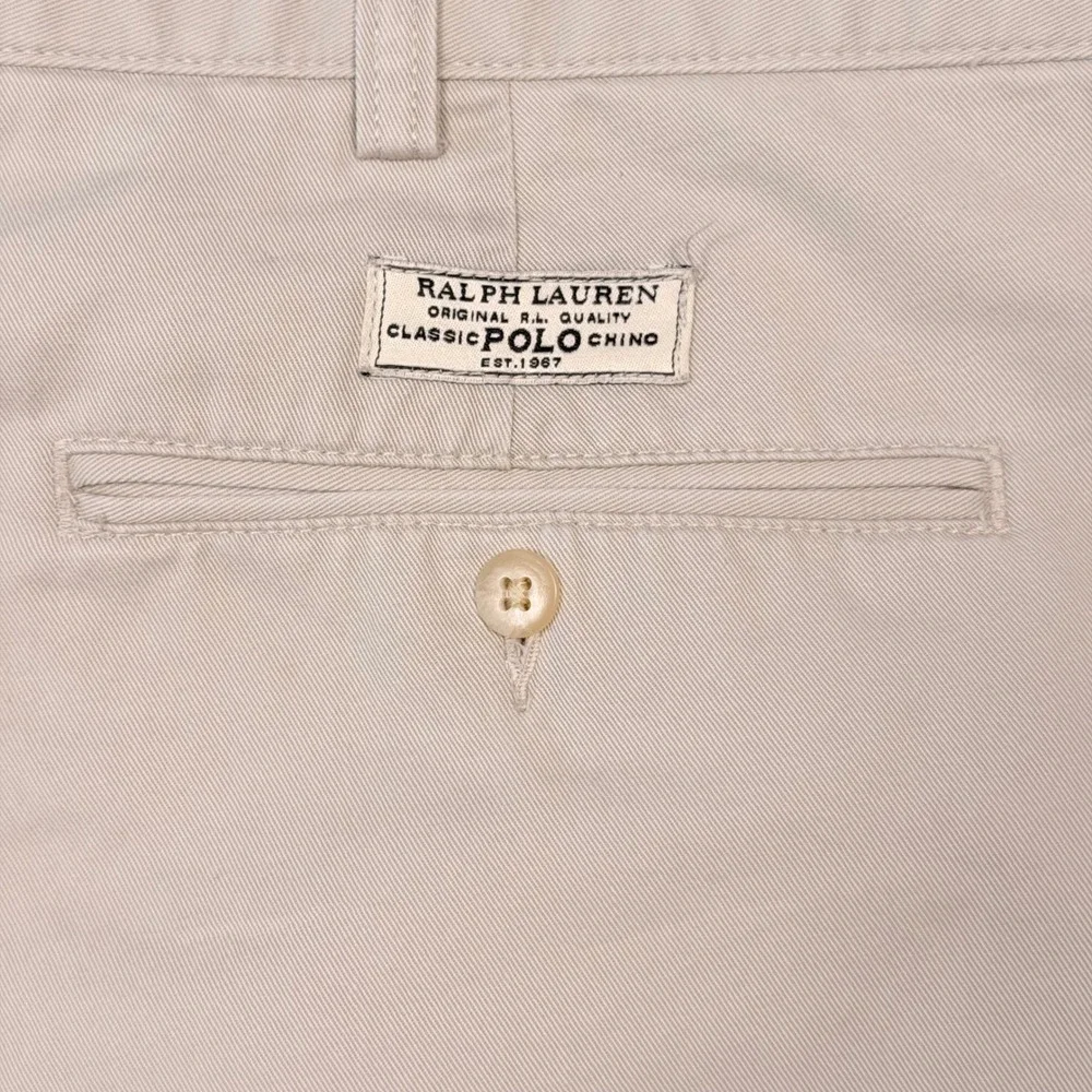 Vintage Polo Ralph Lauren Andrew Pant Men 44B x 34 Tan Double Pleated Chino Prep